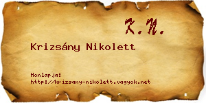 Krizsány Nikolett névjegykártya