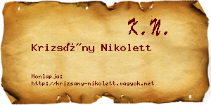 Krizsány Nikolett névjegykártya